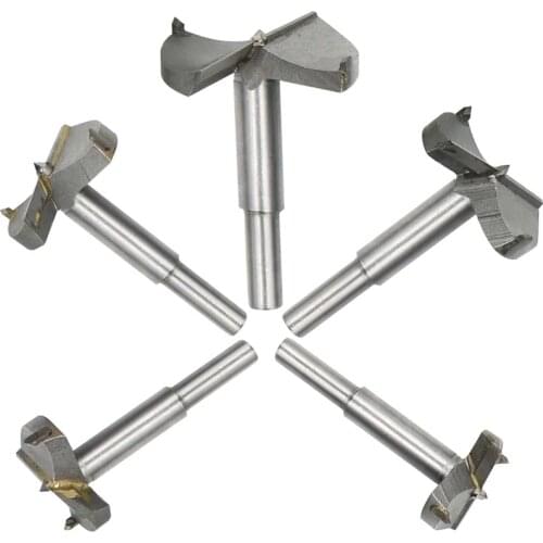 Big deal 5-piece set, Fraeser milling cutter Pot drill with center point, wood drill bit carbide 35/40/45/50/60 mm diameter, kno