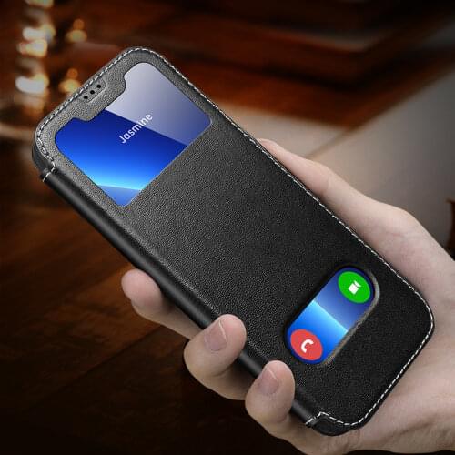 Open Windows Cover For iPhone SE XS Max XR X 8 7 6 Plus Yak Cowhide Leather Matte Case for iphone XR xs Xs max Case Shell Coque