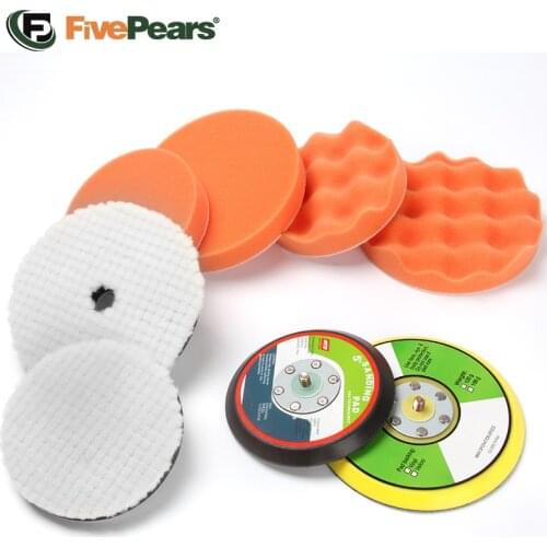 FivePears Polishing Pad Wheels,125MM/150MM Grinding Disc,Car Cleaning Scratch Removal Headlight Polishing Sponge Kit