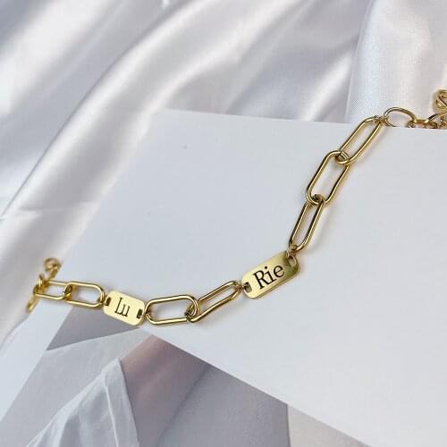 HUHUI Custom 1-3 Names Bracelet Personalized Nameplate Stainless Steel Rectangular Chain Bracelet For Women Jewelry Best Gift