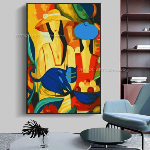 Picasso Woman oIL Painting Handmade Figure Decorative Wall Pictures For Living Room No Frame Home Decoration Accessories
