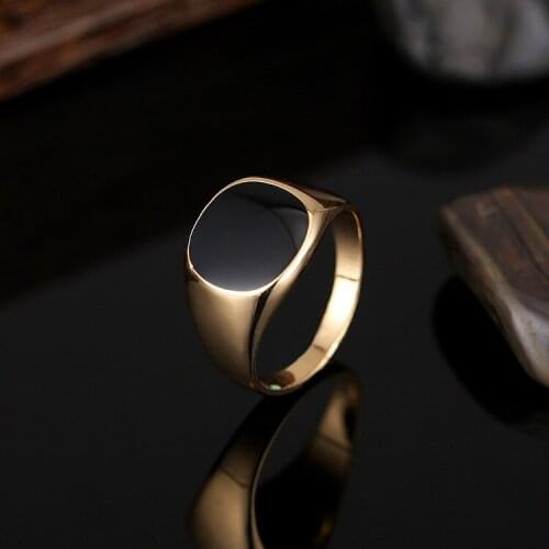 Classic Smooth Oil Dripping Ring Mens Business Gold Plated Ring Fashion Ball Jewelry Accessories Gift Cocktail Ring