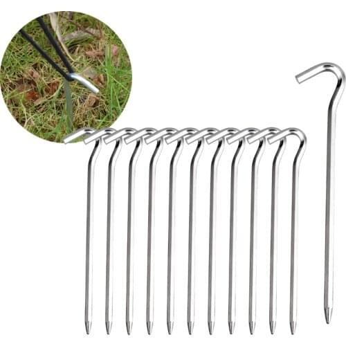 12pcs 18cm Aluminum Alloy Tent Pegs Canopy Stakes Nails Ground Pin Camping Hiking Equipment Outdoor Traveling Tent Accessories