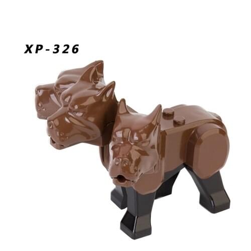 MOC Figures Three-headed Dog Building Blocks Siamese Animal Compatible Accessories Brown Educational Toys Figures Animals
