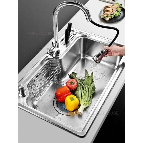 Kitchen Sink Large Single Trough Thickened 304 Stainless Steel Household Sink kitchen sinks kitchen faucets accessories