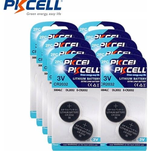 20Pcs 10Card PKCELL Lithium Battery cr2032 DL2032 CR 2032 KCR2032 5004LC ECR2032 3v Button Cell Batteries For Watch Clock
