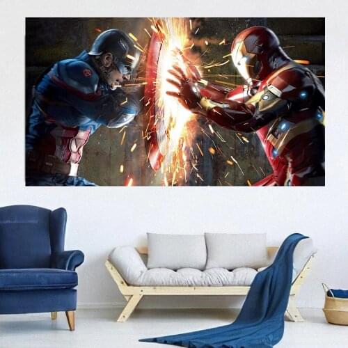 Marvel Captain America Iron Man Anime Avengers Superhero Posters Canva Painting Print Art Wall Picture for Room Decor Kids Gift