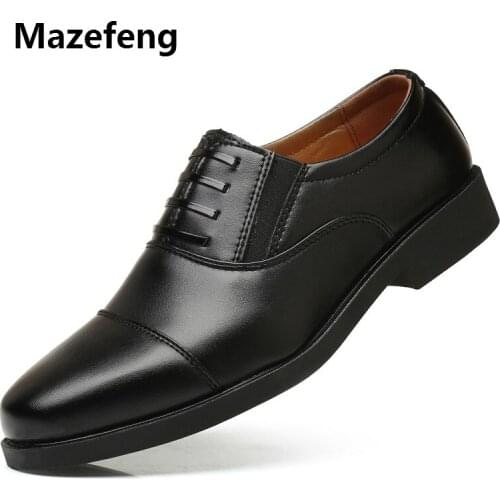 Mazefeng 2018 Spring Autumn Fashion Men Business Leather Pointed Toe Shoes Male Breathable Casual Shoes Officer Shoes Slip-on