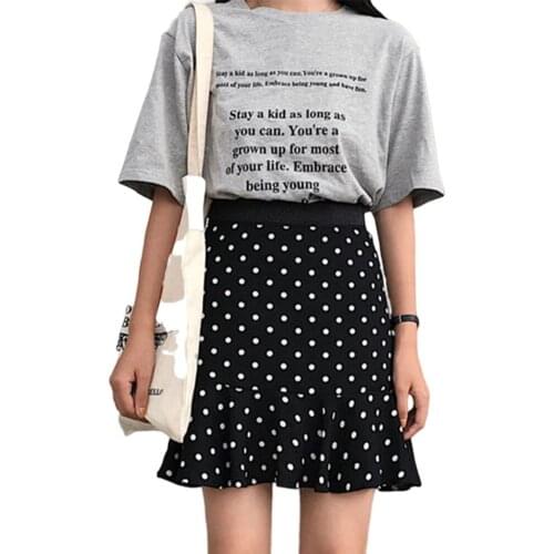 Mini boho skirt ruffles elastic waist sexy plus size skirts short polka dot mermaid tail skirt korean a line women skirts ladies