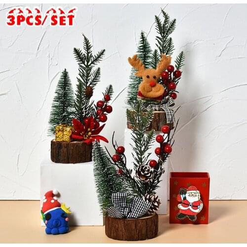 3Pcs Mini Table Christmas Tree Small Desk Xmas Tree Party Ornament Christmas Navidad Table Tree Decorations