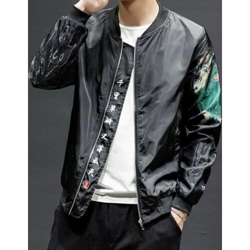 Fashion Mens Long Sleeve Jacket Print Plus Size M-5XL Coat Black For Boys Hip-hop Jackets Spring Autumn Clothing K45