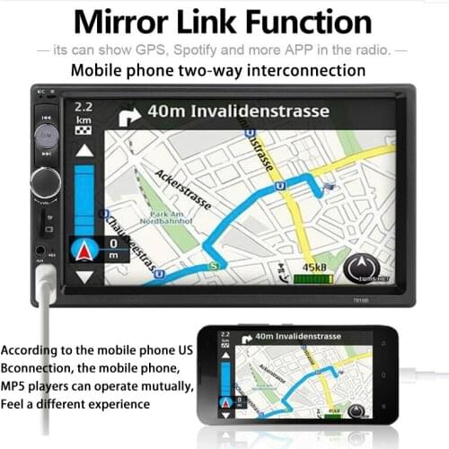 2 Din MP5 Player Mirror link 7-inch Capacitive screen Multimedia Entertainment with 2 External USN lines Bluetooth Hands-free