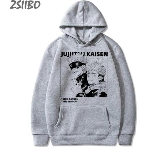 Hip Hop Mens Sweartshirt Jujutsu Kaisen Print Unisex Winter Hoody Cartoon Anime Harajuku Male Hoodies Streetwear Pullovers Tops