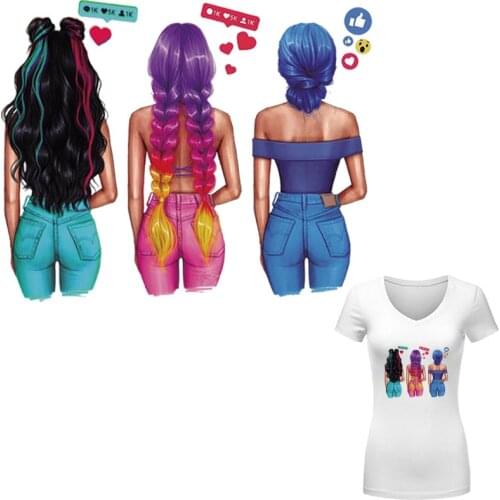 Transfer Iron-On Like Social Girls Iron On Clothes Stickers Diy Accessory Heat Transfer Fashion Thermal Patches