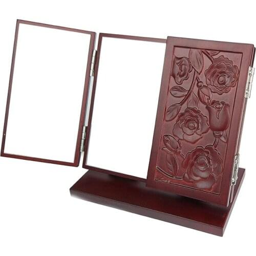 New Customized Wooden Folding Desktop Makeup European Creative Four-Leaf Clover Vanity Mirror Carved Dressing Table