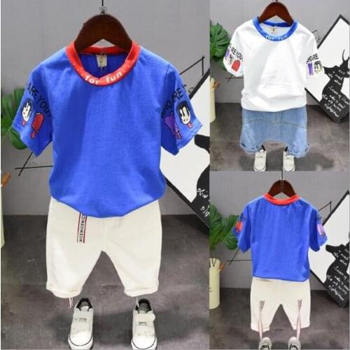 Boys Clothes 2021 Summer Style Boys Baby Girls Clothing Sets Cartoon Print T-Shirt + Short 2Pcs for Kids Clothes 2-6Y Children