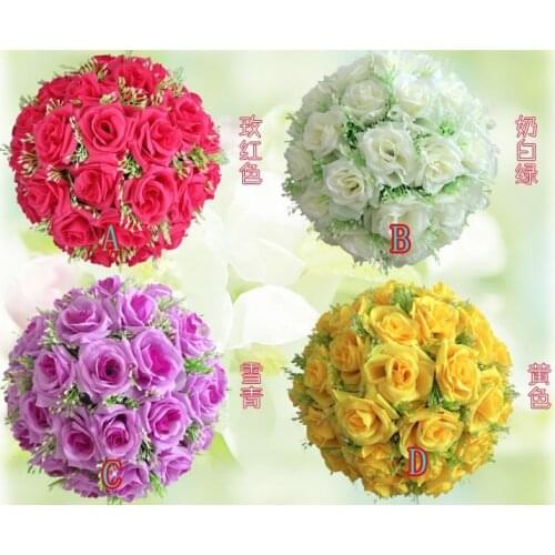 Wholesale 20colors 20cm/ 8 inch Gypsophila Wedding Decorations Silk Kissing Pomander rose Flowers Balls Wedding bouquet