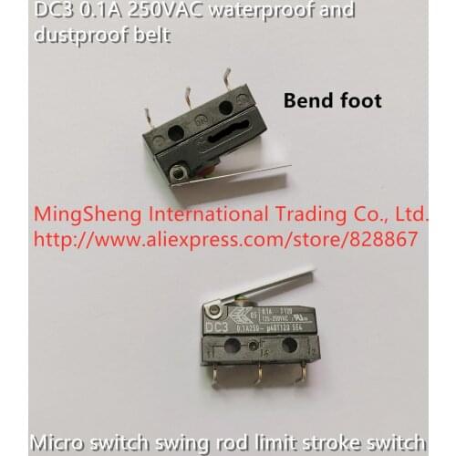 Original new 100% DC3 0.1A 250VAC waterproof and dustproof belt micro switch swing rod limit stroke switch 3pin