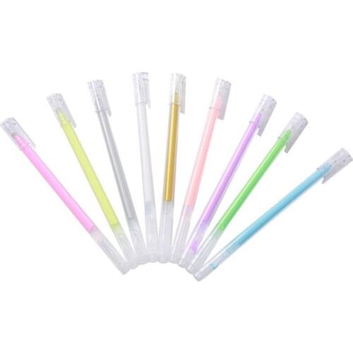 9pcs Pastel Highlight Pen Student Mark Color Office Stationery Flash Pen Large Capacity Diy Photo Album Black Card Supplies