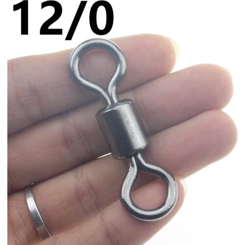 Rompin big size Rolling Barrel fishing swivel 12/0-1/0# super large Solid Ring Lures Connector Stainless Steel Tackle Accessory