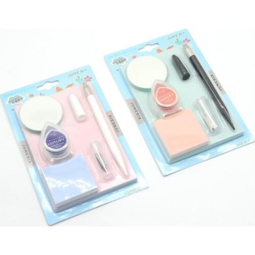 Detachable Carved Rubber Novice DIY Set Water Droplet Inkpad Pen Knife Carving Rubber Set