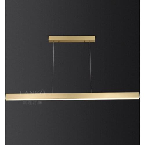 Nordic modern minimalist restaurant chandelier creative personality bar dining room lamps simple table long strip brass
