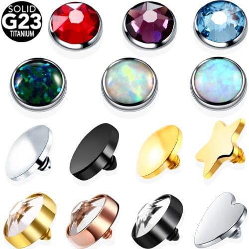 10pcs/lot Titanium Micro Dermal Anchor Piercings Threading Skin Diver Dermal Anchor Gem Piercings Hide in Surface Body Jewelry