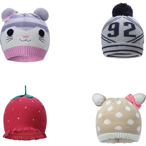 TOU Baby beanie Toddler Girl Knit Hat Infant Boy Animal modelling Cap Kids winter Bonnets Children hats 100%cotton 0-6YHat 0-6Y