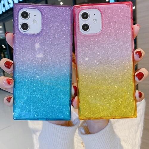 Moskado Glitter Gradient Color Shockproof Phone Cover For iPhone 12 Pro 11 Pro Max X XR XS Max 7 8 7Plus Soft Silicone Cases