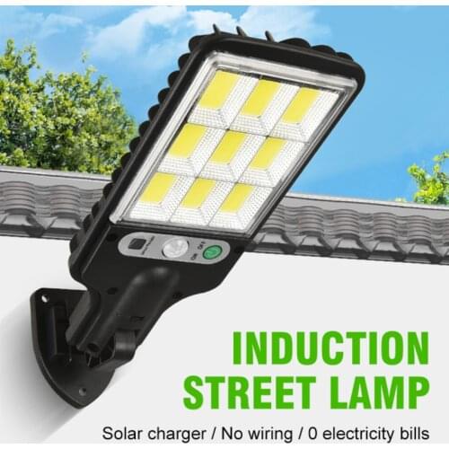 COB Solar Street Lights Outdoor Security Light Wall Lamp 3 Modes Waterproof PIR Motion Sensor Smart Control Lamp Garden Decor