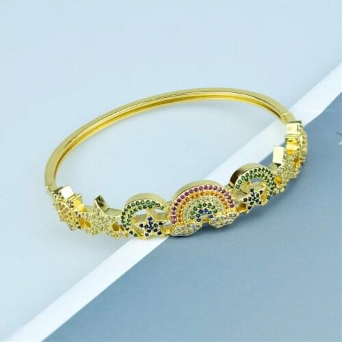 New Rainbow and Stars Moon Bracelet AAA Cubic Zirconia Luxury Gold Cuff Bracelet & Bangles for Women Jewelry Gift