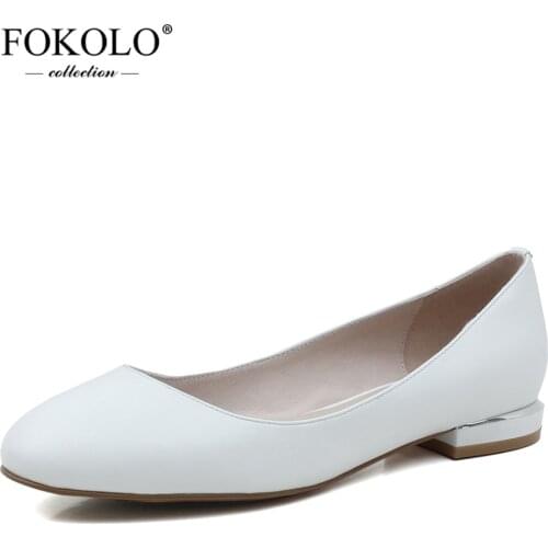 FOKOLO Summer Flat Shoes Women Round Toe Sheepskin Slip-On Soft Casual Shoes Handmade Fashion Genuine Leather Womens Shoes P13