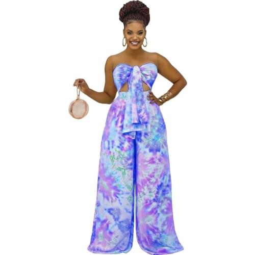 Plus Size Clothing for Women Sexy African Print Dresses New Fashion Backless Dress Origin Printing High Waist Wide Leg Pants