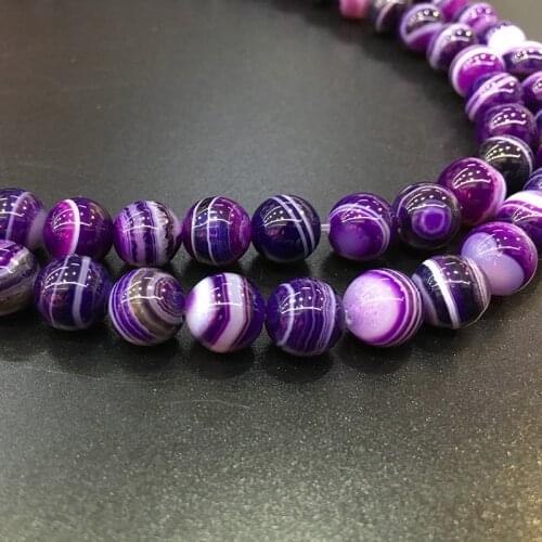 1 Strand Top Quality Purple Striped Agates DIY Jewelry Making Oorbellen Hand Made Earrings Accessories Lucky Spacer Stone 8/10mm