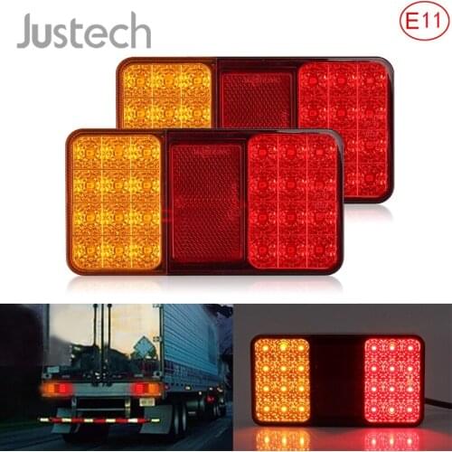 Justech 1 Pair Rear Stop 24 LED Lights Tail Brake Indicator Truck Van Lamp Waterproof IP65 Trailer Light 12V
