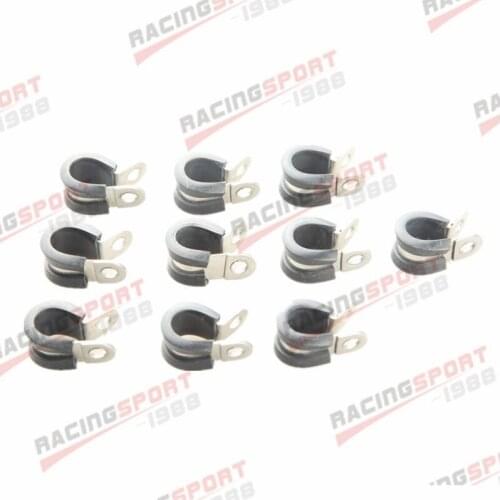 10PCS Cushioned Hose Mounting Clamp Loop Strap 304 Stainless Steel 5/16" Black