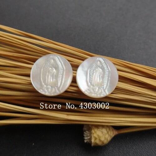 100pcs/lot 10mm Natural Round Virgin of Guadalupe Mother of Pearl Shell Round Madonna Mother Pearl MOP for DIY Jewelry
