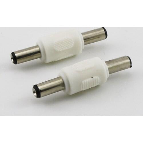 10x DC Power 5.5mm x 2.1mm Male to Male Plug Extension Connector Adapter for CCTV Camera White Straight