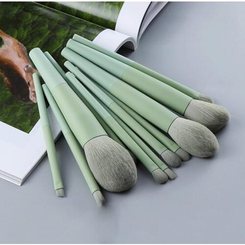 11 Dark Green Makeup Brush Set Foundation Powder Eye Shadow Eyebrow Brush Set Professional Essential Beauty Tools For Domen