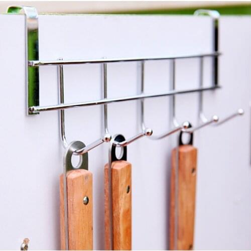 1x Cabinet door back type 5 hooks Stainless Steel Clothes Door Bathroom Hanger hanging hooks Loop Organizer