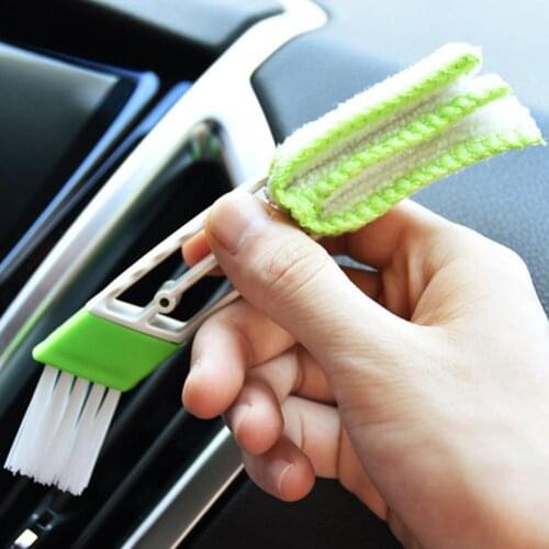 2 In1 Double Ended Car Cleaning Brush Air Conditioner Vent Slit Clean Brush Detailing Dust Removal Duster Brush Car Accessories