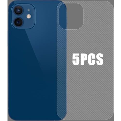 5pc Carbon Fiber Back Screen Protector For IPhone 12 11 Pro Max Anti-scratch Fingerprint-proof Protctive Film On iPhone 12 Mini