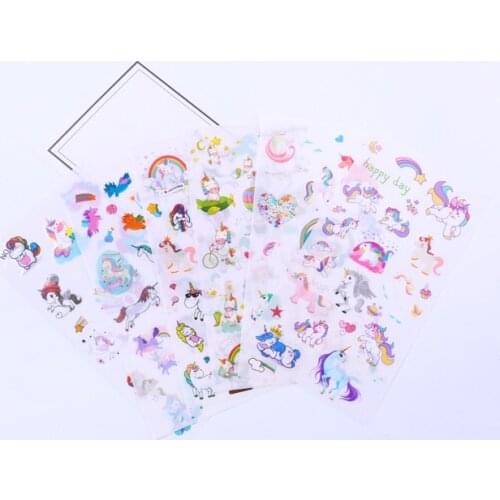 6pcs Cute unicorn sticker pvc diy decoration sticker for album scrapbooking stationery sticker gift for kids