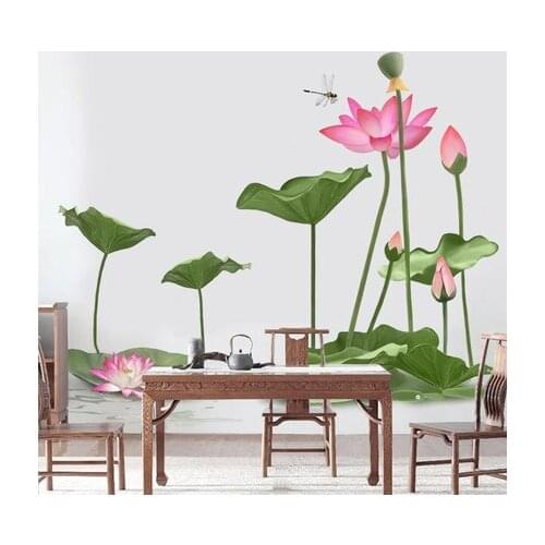 79*97cm 3D Lotus Wallpaper Living Room Home Decoration Wall Sticker DIY Flower Bedroom Adhesive Poster Mural