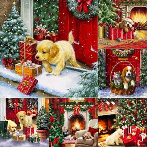 New 5D DIY Diamond Painting Dog Diamond Embroidery Animal Cross Stitch Full Square Round Drill Manual Home Decor Christmas Gift
