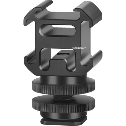 Aluminium Camera Hot Shoe Mount Adapter Video Triple Cold Shoe Bracket Light, LED Monitors Microphones Studio Flash Video Camera