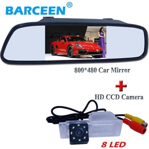 4.3" hd car screen mirror 800*480 plastic shell material +car rear camera shockproof +8 led for Chevrolet Cruze hatchback
