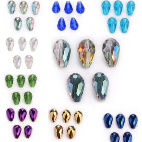 10Pcs 18mm Cut Spacer Loose Bead Crystal Beads Teardrop Glass Making Jewelery