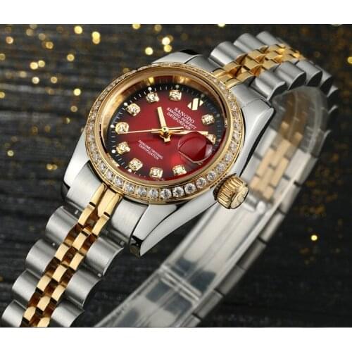 28MM SANGDO Automatic Self-Wind movement High quality Luxury Womens watches Mechanical watches 015S