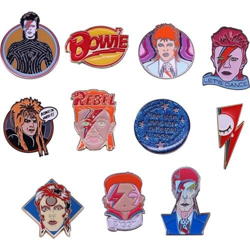 David Bowie Hard Enamel Pins Cute Boys Brooches Women Men Lapel Badges Backpack Collar Fashion Jewelry Gifts For Kids Friend